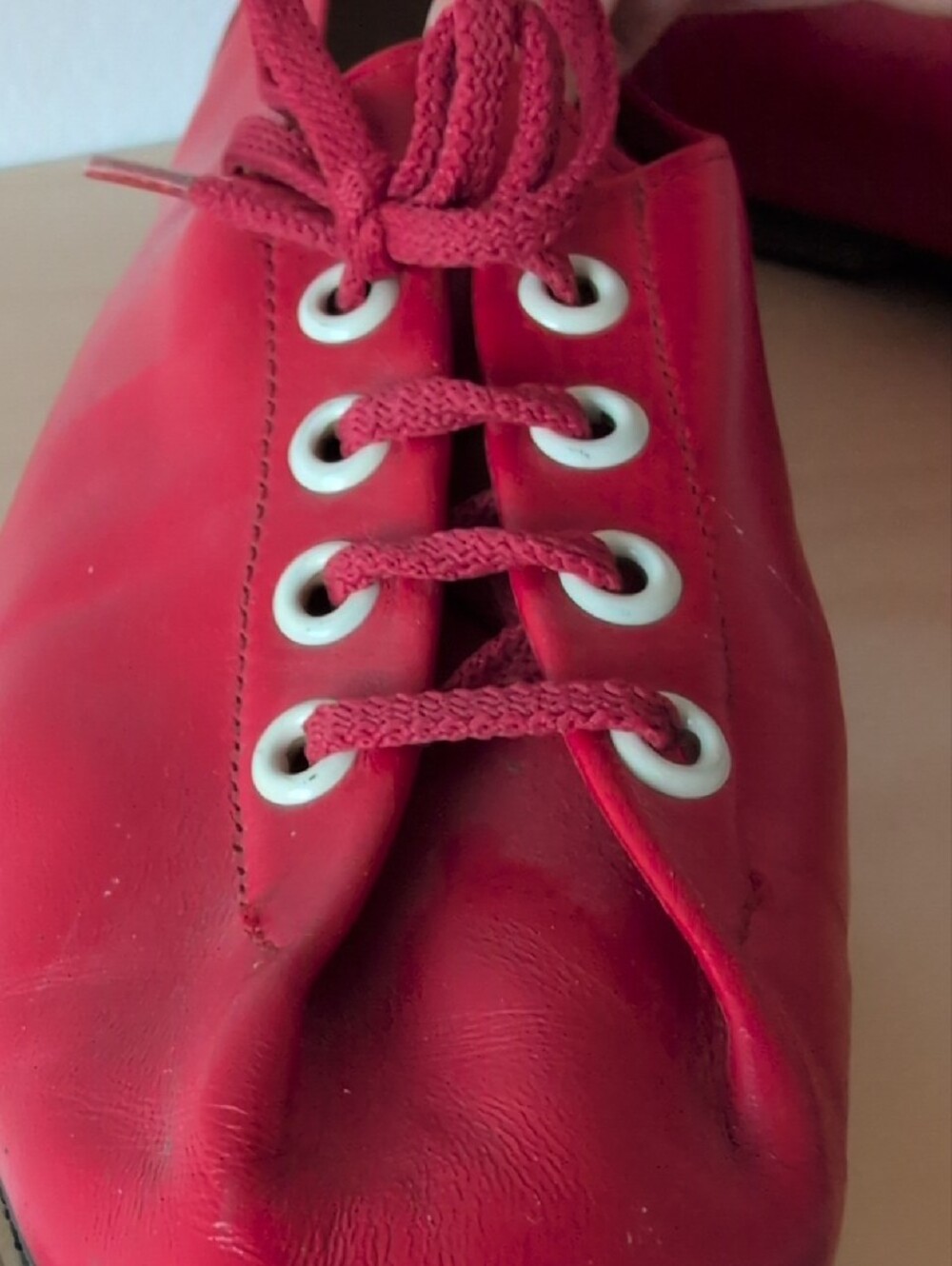Women’s Red Leather Lace-Up Flats - Picture 7 of 13